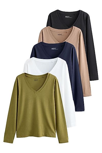 Next V-Shirt Langarmshirts mit V-Ausschnitt im 5er-Pack (5-tlg) günstig online kaufen