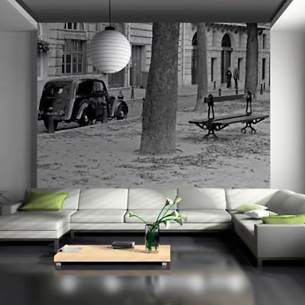 artgeist Fototapete Ruhe von französischen Straßen schwarz/weiß Gr. 250 x 1 günstig online kaufen