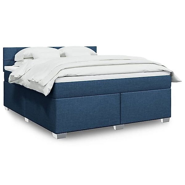 vidaXL Boxspringbett, Boxspringbett mit Matratze Blau 180x200 cm Stoff günstig online kaufen