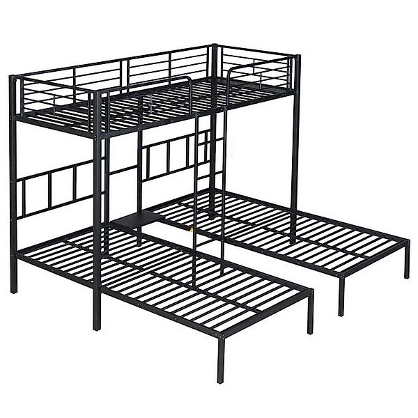 SOFTWEARY Etagenbett mit 3 Schlafgelegenheiten und Lattenrost (90x200 cm), günstig online kaufen
