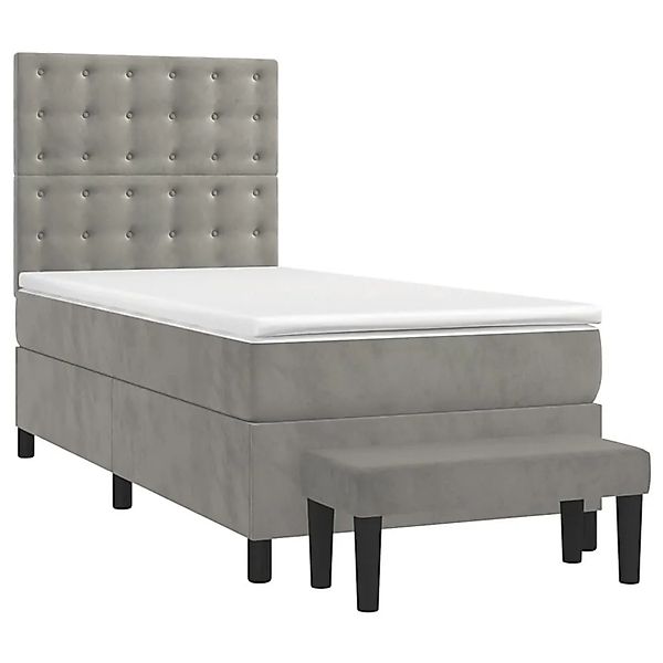 vidaXL Boxspringbett mit Matratze Hellgrau 90x190 cm Samt 3138055 günstig online kaufen