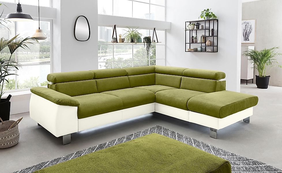 COTTA Ecksofa "Komaris L-Form, B: 249 cm" mit Kopfteilverstellung, optional günstig online kaufen
