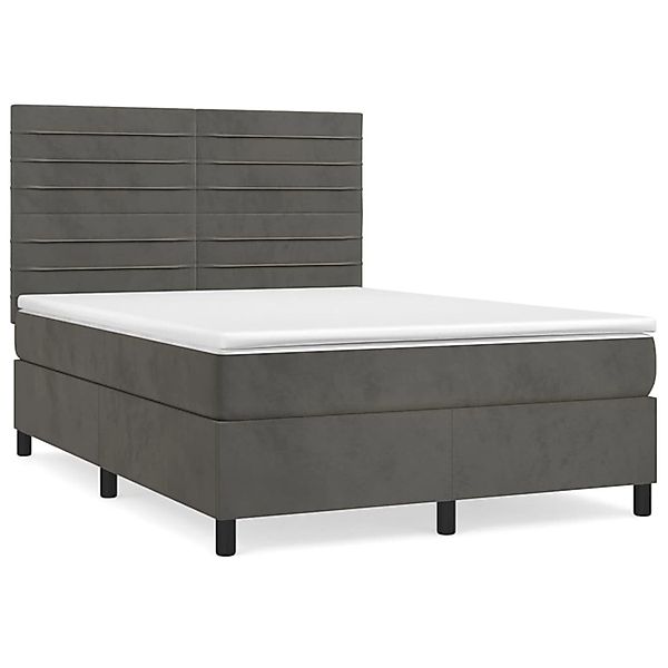 vidaXL Boxspringbett mit Matratze Dunkelgrau 140x200 cm Samt1348926 günstig online kaufen