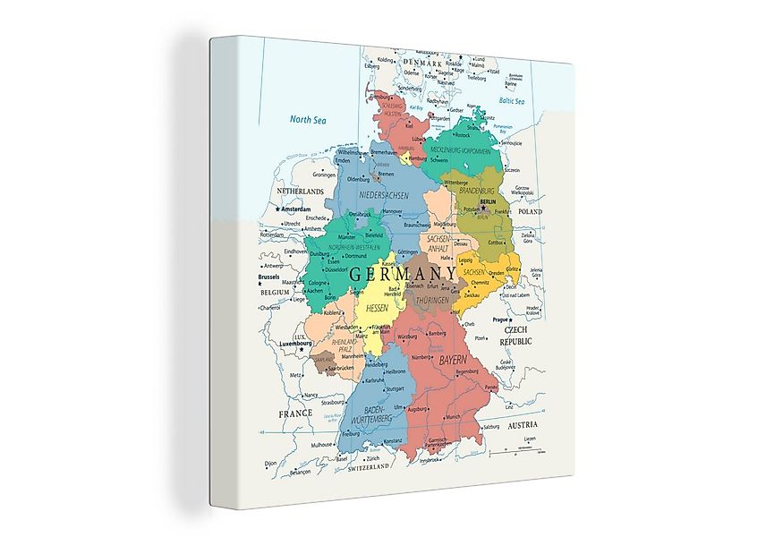 OneMillionCanvasses® Leinwandbild Detaillierte Karte von Deutschland, Fotod günstig online kaufen