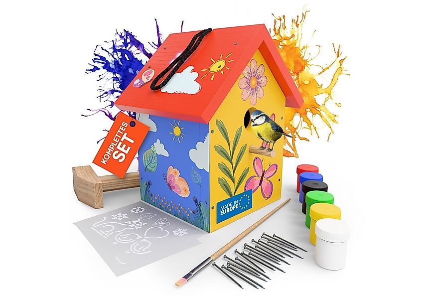 Eli Vogelhaus Bausatz für Kinder zum bemalen inkl. Vorlagen - 6 Farben - Pi günstig online kaufen