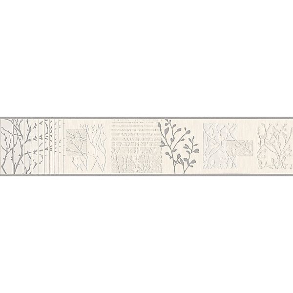 A.S. Création Bordüre florale Ranken Stick Up Weiß-Silber günstig online kaufen