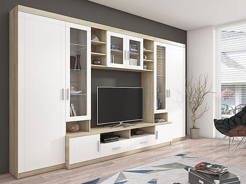 MIRJAN24 Wohnwand Paris, (Komplett-Set, Hochschranke, Hochvitrine, Wandrega günstig online kaufen