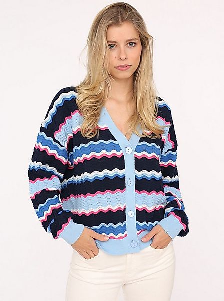 Zwillingsherz Strickjacke Wellen-Muster, Langarm, V-Ausschnitt, Baumwolle, günstig online kaufen