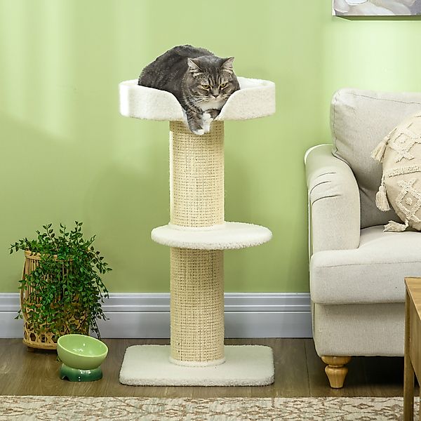 PawHut Kratzbaum 91 cm Katzenturm mit Sisalstämme, Plattform, Kissen mehrst günstig online kaufen
