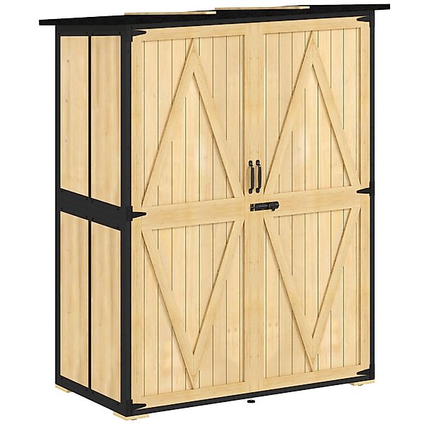 Outsunny Gartenschrank Tannenholz Stahl Naturholz 140L x 74B x 173H cm günstig online kaufen