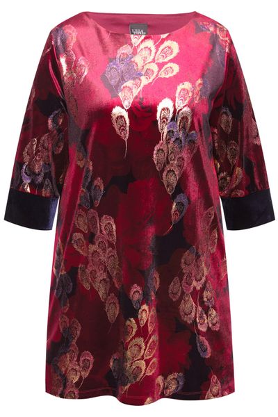 Ulla Popken Longshirt Samttunika bedruckt U-Boot-Ausschnitt günstig online kaufen