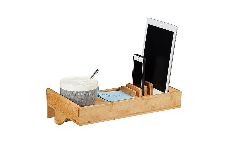 relaxdays Nachttisch Bettablage Bambus mit Organizer günstig online kaufen