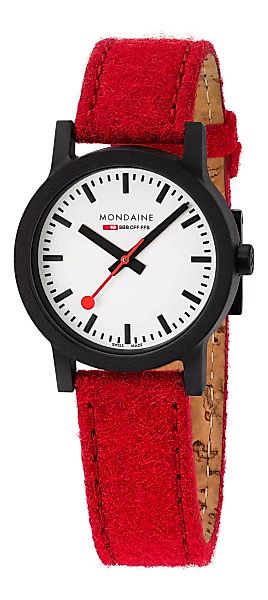 Mondaine Essence Schwarz, 32mm, Armband Rot MS1.32110.LC Damenuhr günstig online kaufen