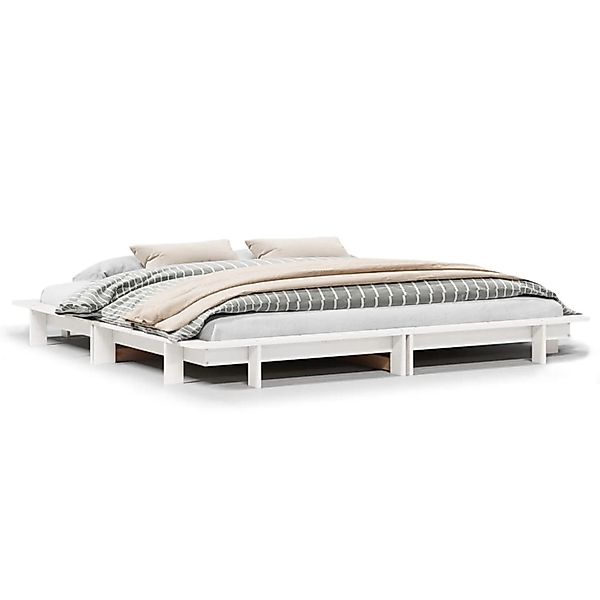 vidaXL Massivholzbett ohne Matratze Weiß 200x200 cm Kiefernholz 3302262 günstig online kaufen