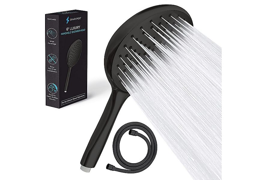 sparkpod Handbrause XXL Premium Regen Handbrause Duschbrause Schwarz mit Sc günstig online kaufen