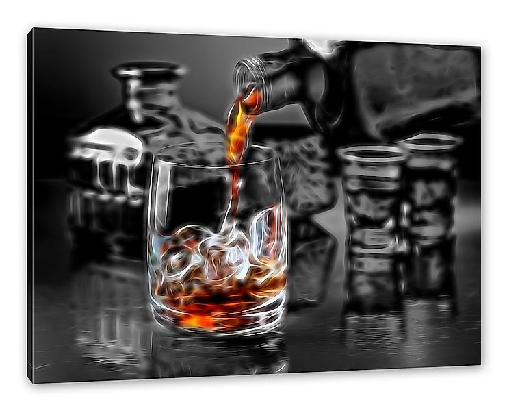 Pixxprint Leinwandbild Whiskey im Whiskeyglas, Whiskey im Whiskeyglas (1 St günstig online kaufen