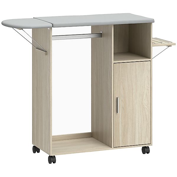 HOMCOM Klappbares Bügelmöbel mit Feststellrädern und Bügeleisenhalter, Mehr günstig online kaufen