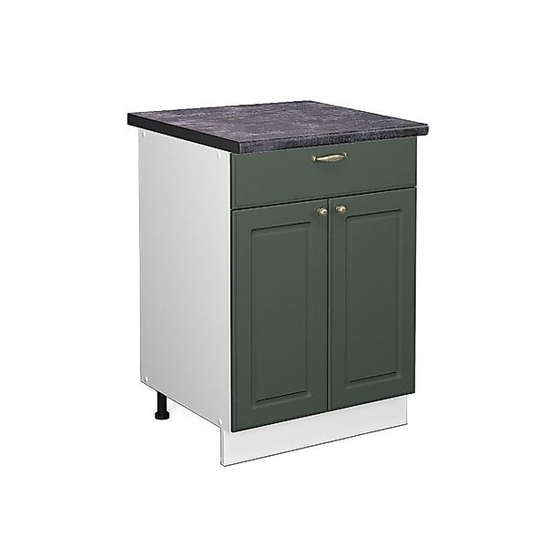 Vicco Küchenunterschrank Fame-Line Grün-Gold Landhaus/Weiß 60 cm mit Schubl günstig online kaufen