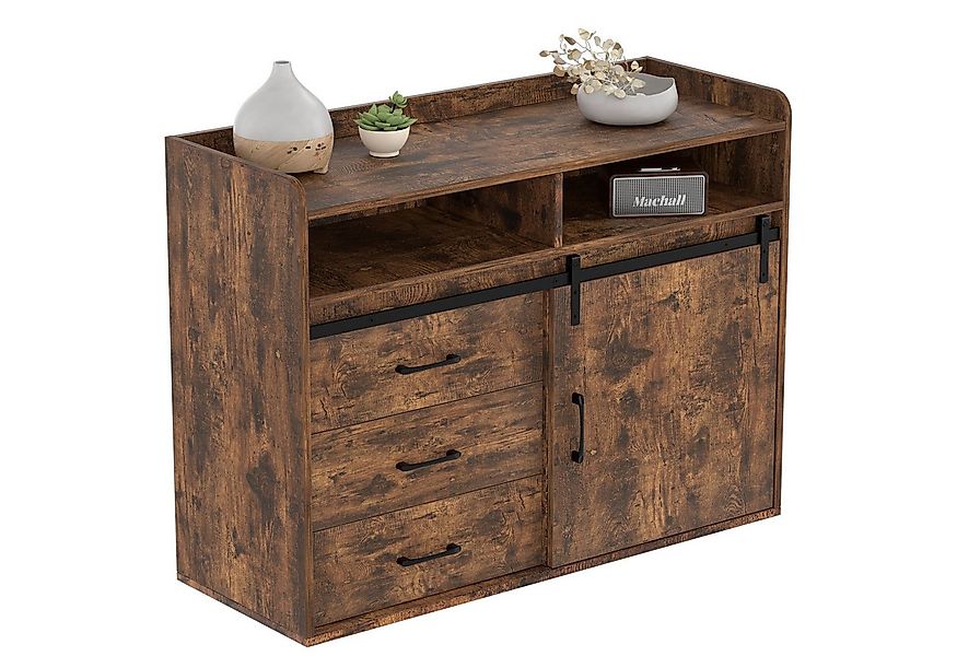 HOMAVO Sideboard HG1-S mit Schiebetür, 3 Schubladen & offenen Fächern, FSC- günstig online kaufen