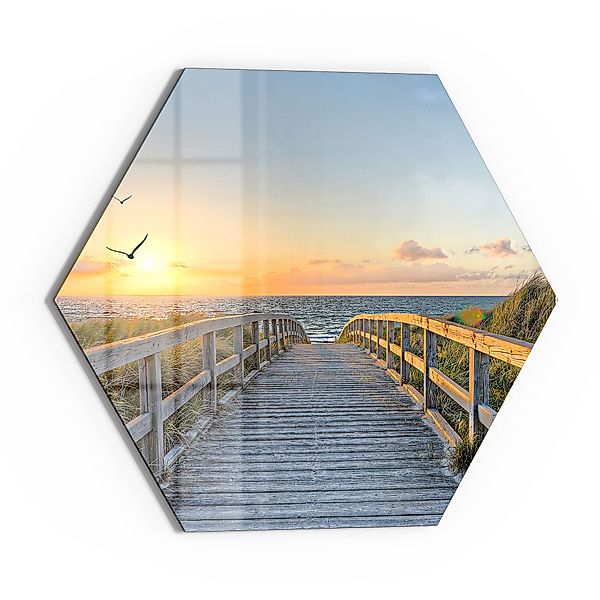 DEQORI Glasbild 'Dünenweg zum Meer', 'Dünenweg günstig online kaufen