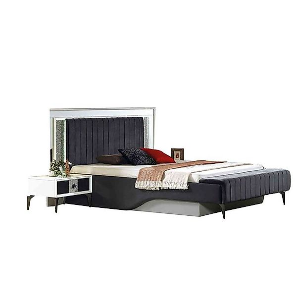 JVmoebel Bett Graues Luxus Bett Designer Schlafzimmer Möbel Holz Edle Möbel günstig online kaufen