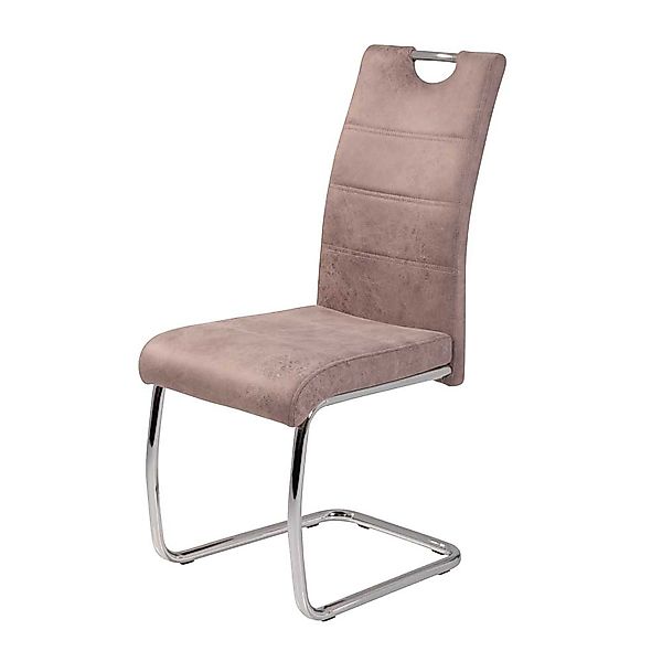 Schwingstuhl in Beige Vintage Microfaser (4er Set) günstig online kaufen