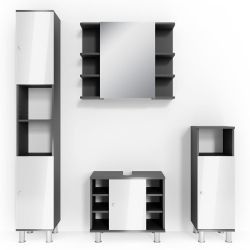 Vicco Badmöbel-Set Fynn, Anthrazit/Weiß Hochglanz, 4 günstig online kaufen