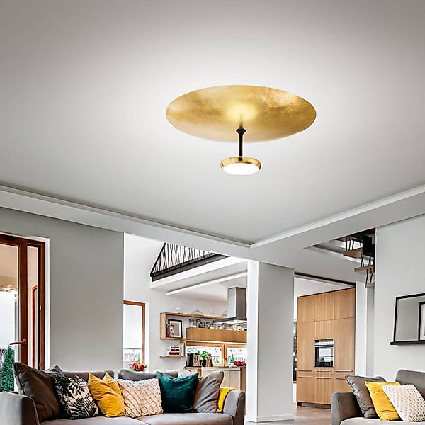 LED-Deckenlampe Yuko, gold/schwarz, Metall, 23 cm, dimmbar günstig online kaufen