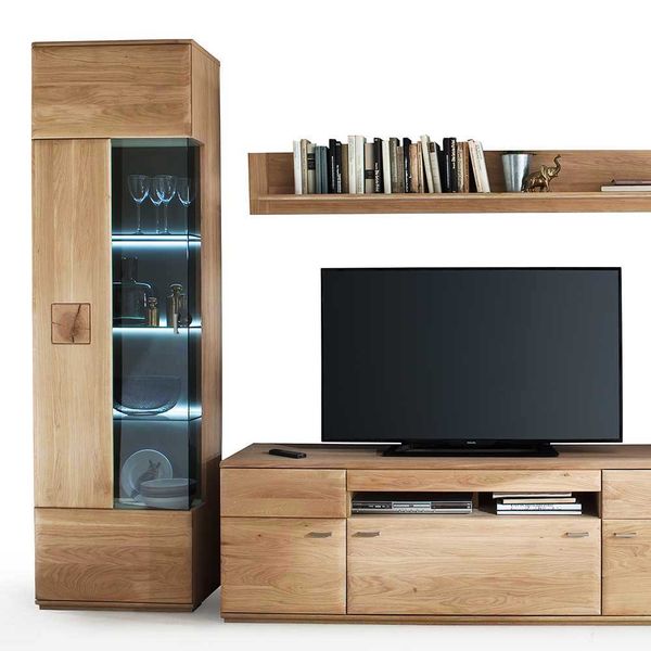 Anbauwand aus Eiche Bianco 305 cm breit (vierteilig) günstig online kaufen