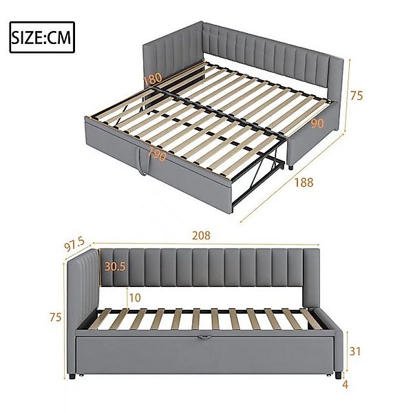 Ulife Schlafsofa L-förmiges platzsparendes multifunktionales 90/180*200cm, günstig online kaufen