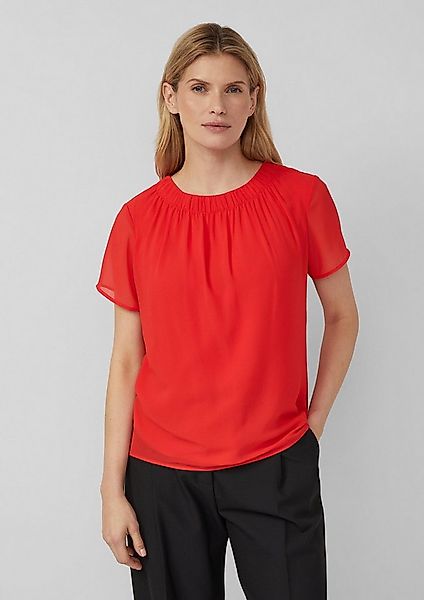 s.Oliver Kurzarmbluse Bluse Kurzärmelige Chiffon-Bluse mit Rundhalsausschni günstig online kaufen