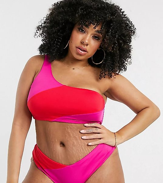 City Chic – Freche Bikinihose in Rosa und Rot-Mehrfarbig günstig online kaufen