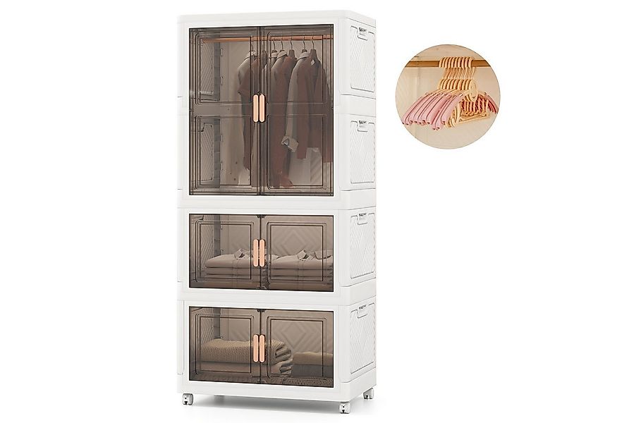 COSTWAY Kleiderschrank mit 10 Kleiderbügeln& Rollen, Aufbewahrungsbox klapp günstig online kaufen