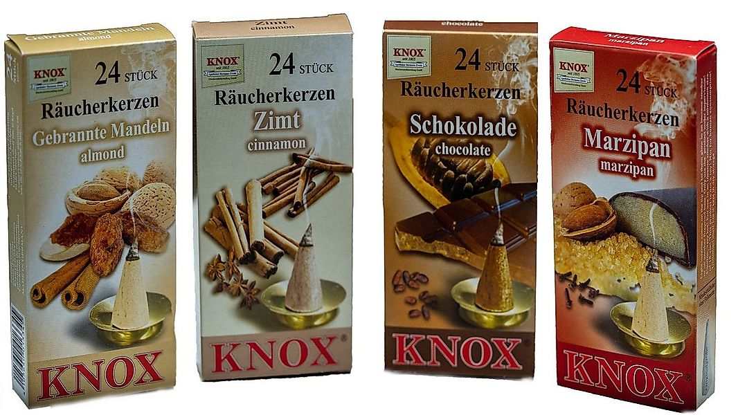KNOX Duftkerze 4er Set: Bäckerei, Räucherkerzen Größe M - Inhalt jeweils 24 günstig online kaufen