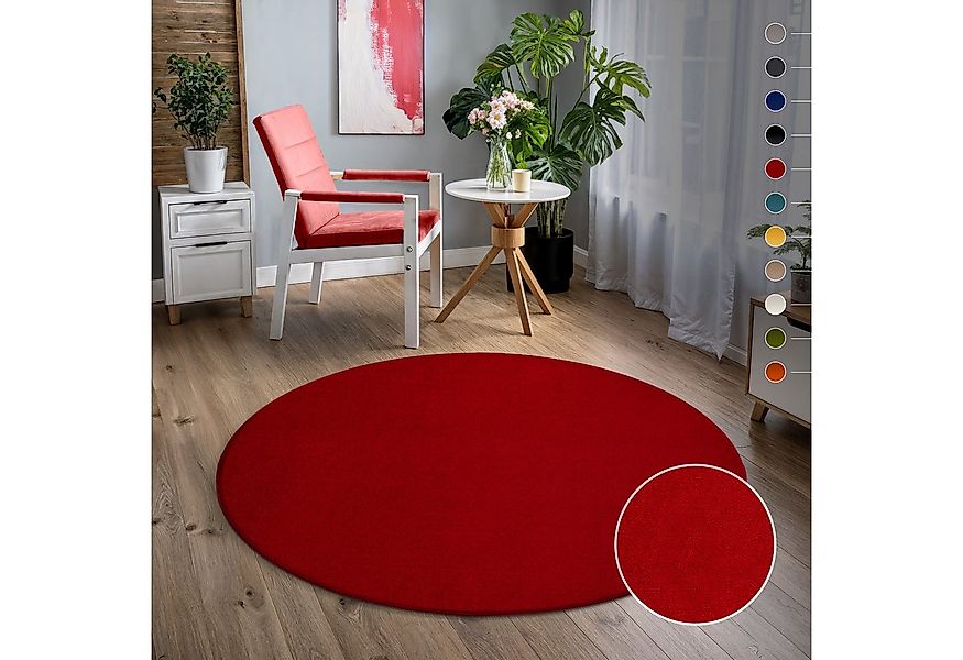 Sanat Teppich Uni, rund, Höhe: 13 mm, robuster Kurzflorteppich, große Farba günstig online kaufen