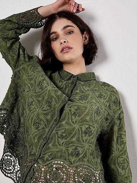 Apricot Spitzenbluse Florale Bluse mit Stickerei und Spitze günstig online kaufen