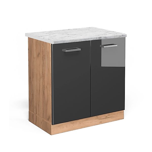 Vicco Spülenunterschrank R-Line Anthrazit Hochglanz/Goldkraft Eiche 80 cm A günstig online kaufen