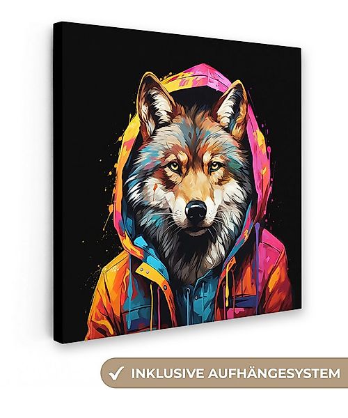 OneMillionCanvasses® Leinwandbild Graffiti - Wolf - Jacke - Schwarz, Fotodr günstig online kaufen