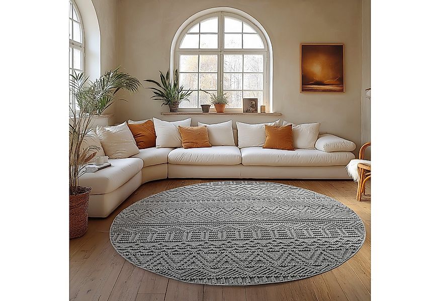 Carpettex Designteppich Einfarbig Boucle Loop, Rund, Höhe: 7 mm, Teppich Wo günstig online kaufen