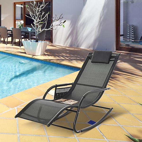 Outsunny Schaukelstuhl Schwingsessel Gartenstuhl Schaukelliege Metall Mesh günstig online kaufen