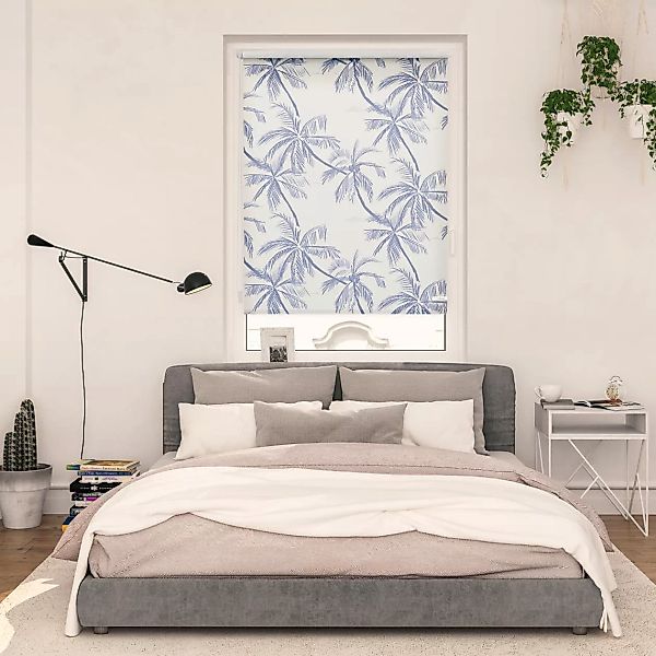 Rollo Blueprint Palms blau B/L: ca. 120x150 cm günstig online kaufen