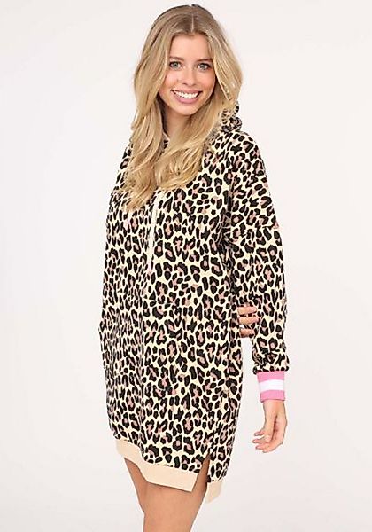 Zwillingsherz Sweatkleid "Leo all over" mit Kapuze und Kängurutasche, auffä günstig online kaufen