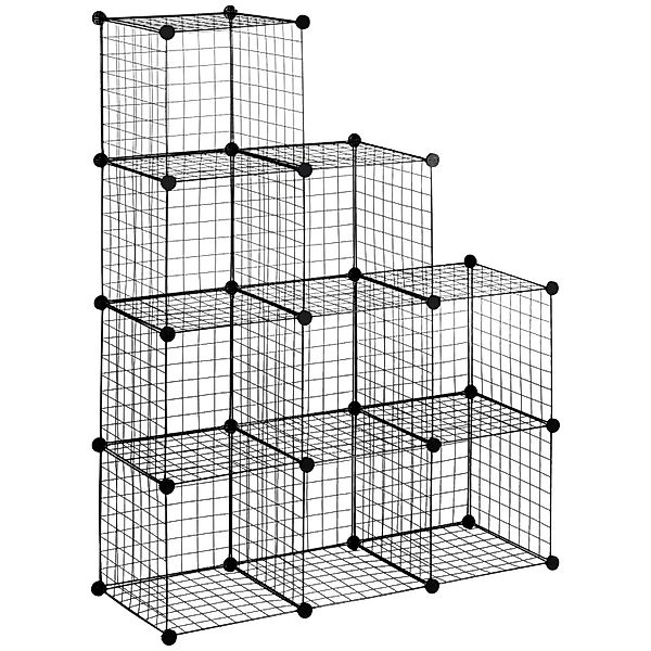 HOMCOM Regalsystem aus Stahldraht DIY 9 Fächer Schwarz 35 x 35 x 35 cm Je W günstig online kaufen