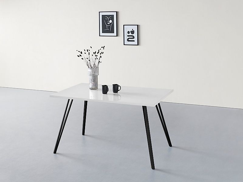 HELA Esstisch JENN (1-St), Hochglanz Weiß lackiert, Tischplatte fest, Geste günstig online kaufen