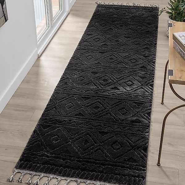 my home Läufer »Bonvo 80x300 cm«, rechteckig, 19 mm Höhe, mit Fransen, Hoch günstig online kaufen