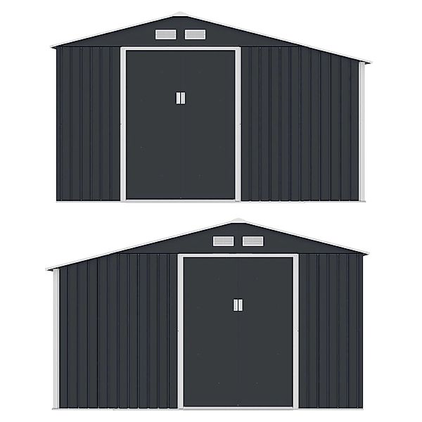 Juskys Metall Geräteschuppen XL Anthrazit mit Holzunterstand günstig online kaufen