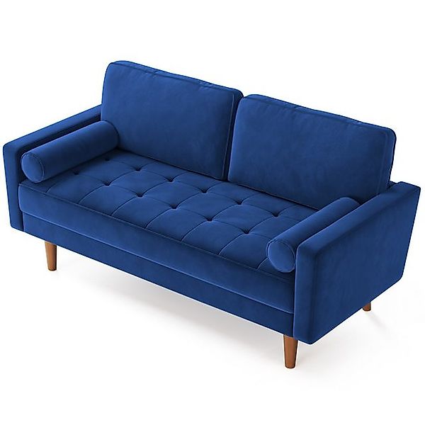 OUNUO Sofa 121cm Kleines Loveseat Sofa, Samtcouch mit 2 Wurfkissen günstig online kaufen