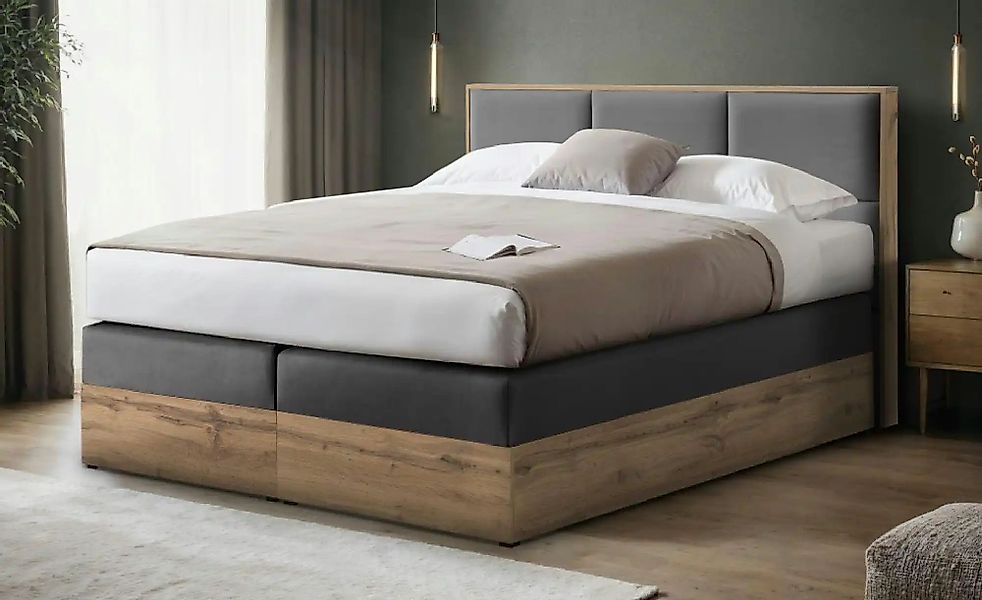 Boxspringbett mit Bettkasten Vancouver ¦ grau ¦ Maße (cm): B: 160 H: 115 Be günstig online kaufen