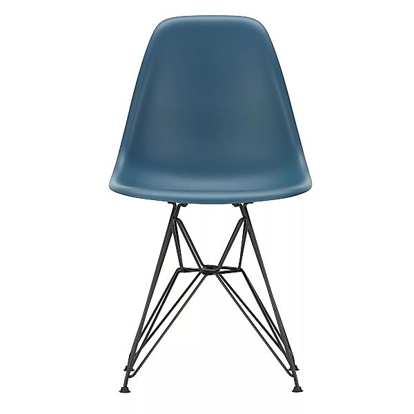 Vitra - Eames Plastic Side Chair DSR Gestell schwarz - meerblau/Sitz Polypr günstig online kaufen