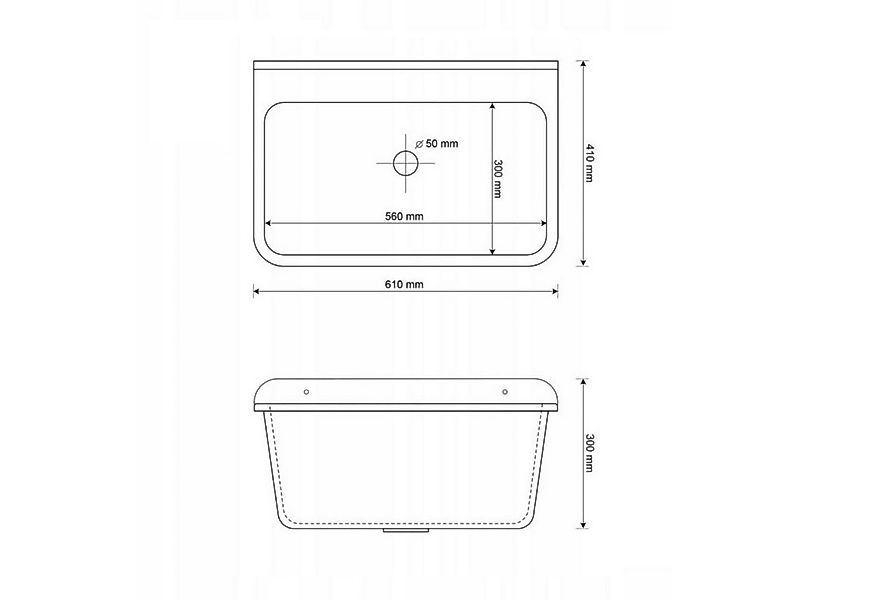 QLS Küchenspüle LARGE, Kunststoff-Spülbecken, 61x41 cm Ausgussbecken Spülbe günstig online kaufen